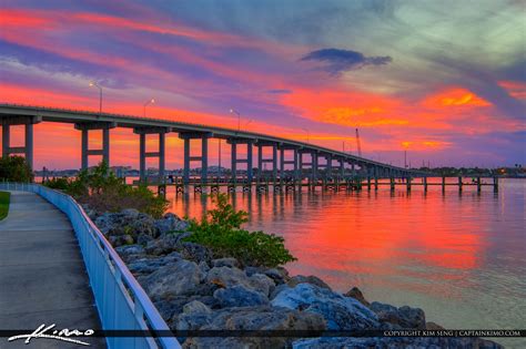 South Causeway Bridge Fort Pierce Florida St Lucie County Sunset Hdr