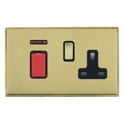 Hamilton Linea Duo Cfx Polished Brass Framepolished Brass Plate 45a Double Pole Switch With Red