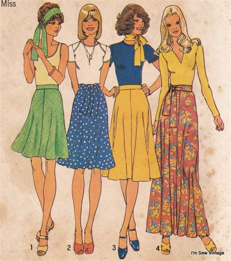 Sewing Needlecraft Four Gore Skirt Sewing Pattern Size 12 1974