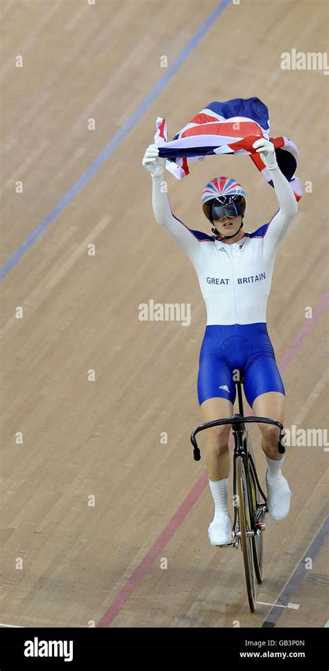 Great Britains Victoria Pendleton Celebrates Winning The Gold Medal In