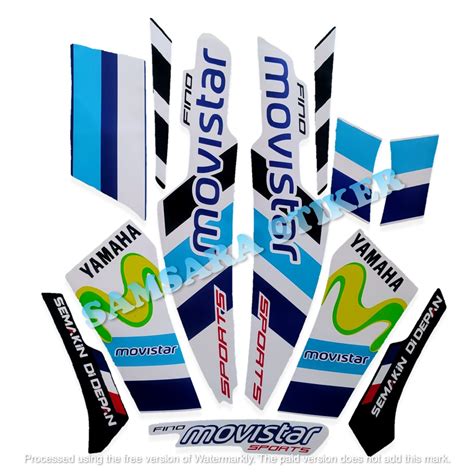 STICKER STRIPING MOTOR YAMAHA FINO SPORTY 2014 MOVISTAR BIRU STANDAR