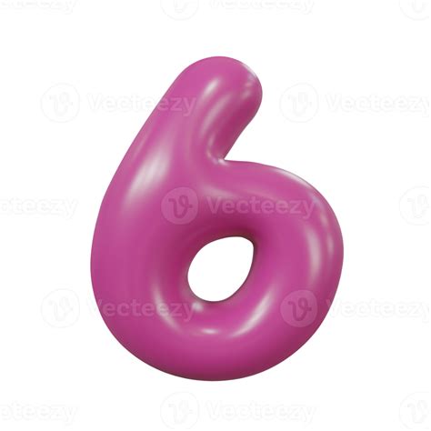 Number 6 glossy color 22285696 PNG