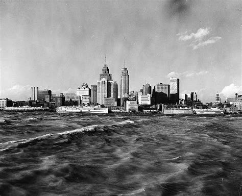 Detroit Riverfront, 1950 | Detroit riverfront, Windsor ontario, Detroit history