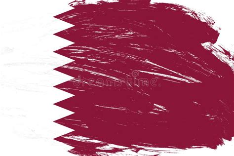 Pincel De Derrame Pintado Bandeira De Qatar Em Fundo Branco Ilustra O