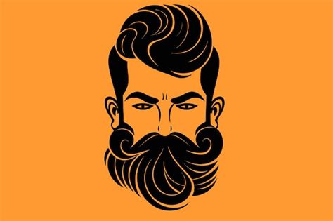 Ilustração em vetor logotipo de barba de barbeiro Vetor Premium