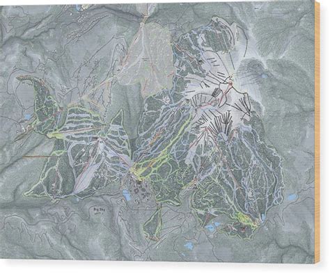 Big Sky Ski Trail Map - Wood Print | Powderaddicts