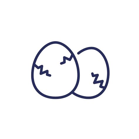 Icono de línea de huevos agrietados en blanco Vector Premium