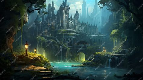 Premium AI Image | A darkfantasy castle hidden in the midst of a ...