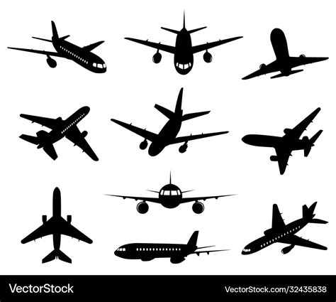 Airplane Silhouette Passenger Plane Landing Back Vector Image