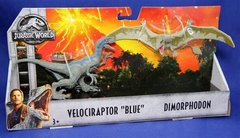 Velociraptor Blue And Dimorphodon Mattel Jurassic World 2 Dino 2 Pack New Mattel Jurassic World