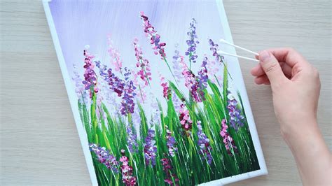 Easy Acrylic Painting Easy Lavender Painting Using Cotton Swabs