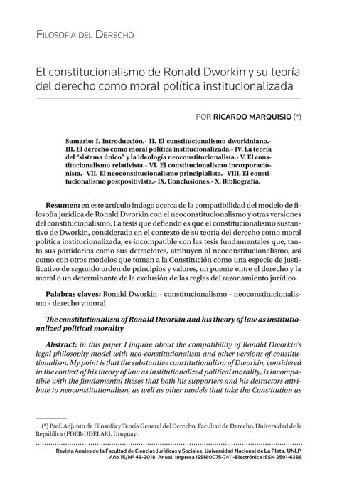 Dworkin EL Constitucionalismo Neoconstitucionalismo DE Dworkin