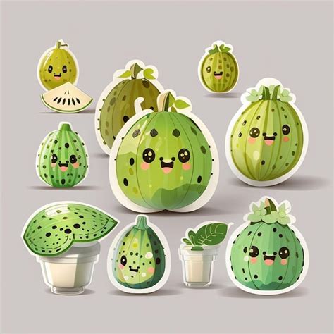 Premium Photo A Set Of Kawaii Watermelon Designs Ai Generated