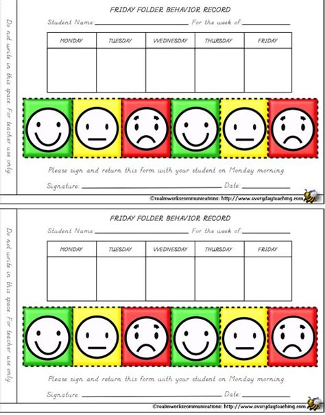 Smiley Face Behavior Charts For Weekly The Classroom Flyer Teaching Blog Printable Behavior