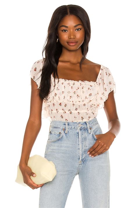 Free People Juliet Printed Bodysuit In Ivory Combo REVOLVE