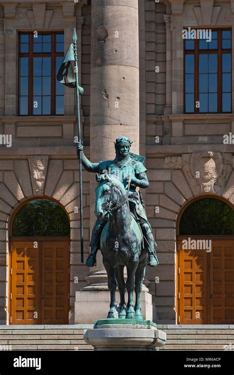 Bavarian State Chancellery And Equestrian Statue Of Otto Von