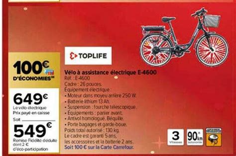 Promo Vélo à Assistance électrique E 4600 Toplife chez Carrefour