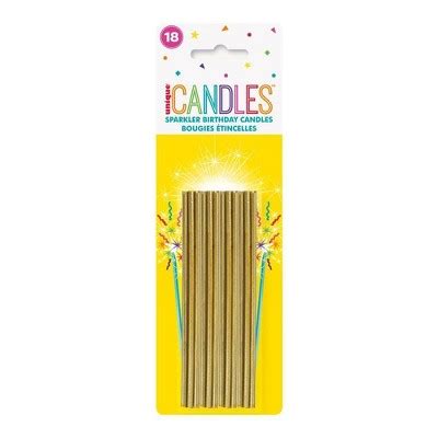 18ct Sparkler Birthday Candles Gold: Sparkling Cake Sparklers For ...