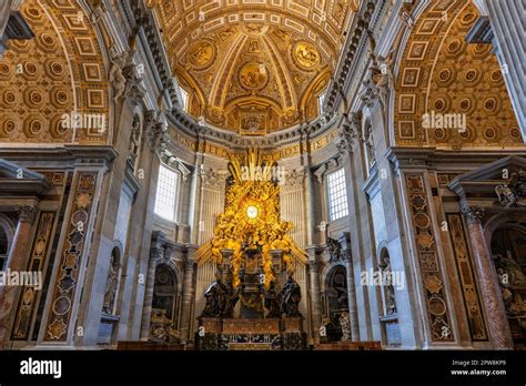 Vatican Papal Basilica Of Saint Peter Interior The Tribune Altar Of