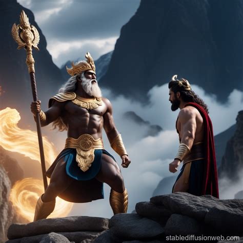 Mythological Battle Zeus Hades Vs Wukong On Mount Olympus Stable