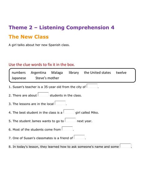 Listening Comprehension 4 Interactive Worksheet Live Worksheets