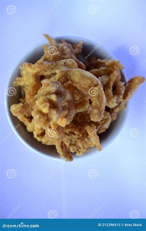 Oyster Mushroom Chips Crunchy Tasty In A White Bowl Stock Image