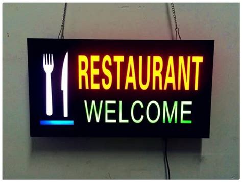 Restaurant Glow Led Signboard Operating Temperature Degree Celcius