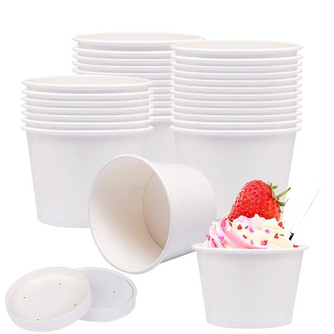 Buy Belinlen 40 Sets 8 Oz Paper Ice Cream Cups Paper Dessert Cups with ...