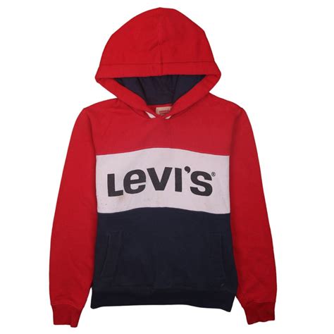 levis vintage navy blue  spellout pullover hoodie womens large