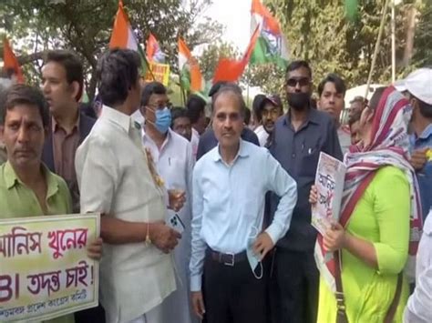 Anis Khan Murder West Bengal Congress Holds Protest In Kolkata