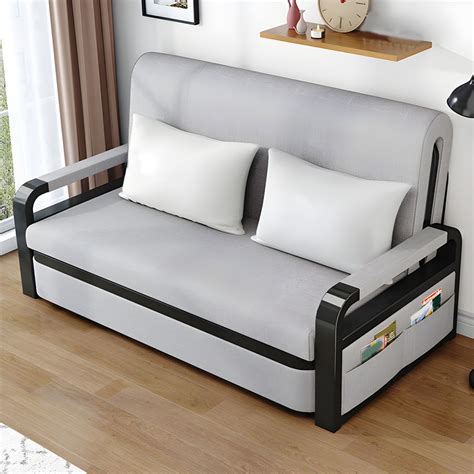 Contemporary Foldable Futon Sleeper Light Gray Futon and Mattress with ...