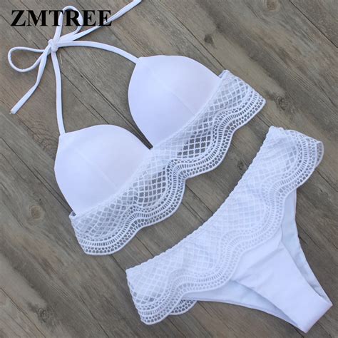 Aliexpress Buy ZMTREE 2018 White Bikini Lace Swimsuit Push Up