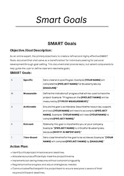 Free Army SMART Goals Worksheet Template to Edit Online
