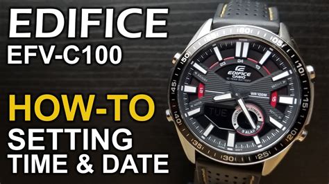 Casio Edifice EFV C100 Setting The Time Date Tutorial YouTube