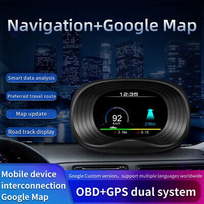 Car GPS HUD OBD Head Up Display Navigation Speedometer Two In One