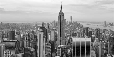 New York Zwart Wit Panorama Over Manhattan Van Toon Van Den Einde Op