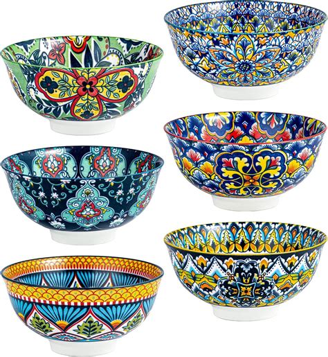 amazoncom henxfen lead boho cereal  soup bowls set    oz
