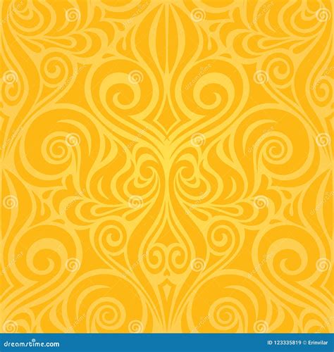 Yellow Wallpaper Background Pattern Vintage Design Stock Vector