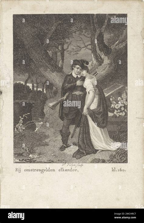 Couple In A Forest Philippus Velijn Print A Hunter And A Woman