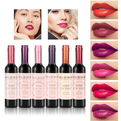 Buy 6 Colors Wine Lip Tint Set Matte Lip Stain Long Lasting Waterproof Liquor Bottle Lip Gloss