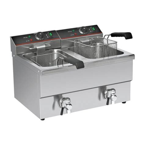 2 Pools Electric Commercial Deep Fryers For Potato Chips With Drain