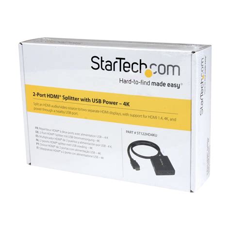 StarTech.com HDMI Cable Splitter - 2 Port - 4K 30Hz - Powered - HDMI ...