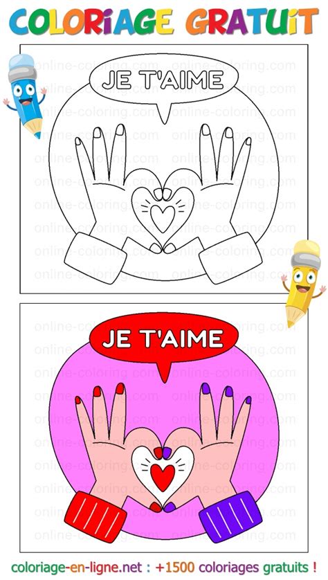 Coloriage Je T Aime Mains Formant Un C Ur Coloriage Imprimer Ou