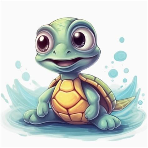 Premium Ai Image Cartoon Turtle Sitting On The Water With Bubbles In