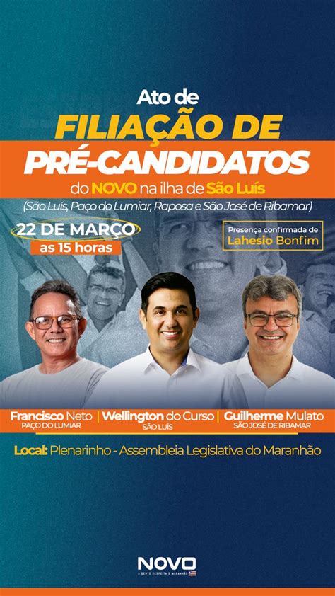 Novo Pr Candidatos A Prefeito De S O Lu S Ribamar E Pa O Se Filiam