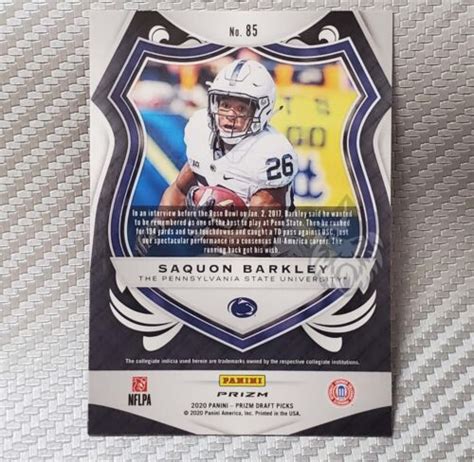 Saquon Barkley 2020 Prizm Draft Picks 85 Crusade PURPLE Prizm Penn