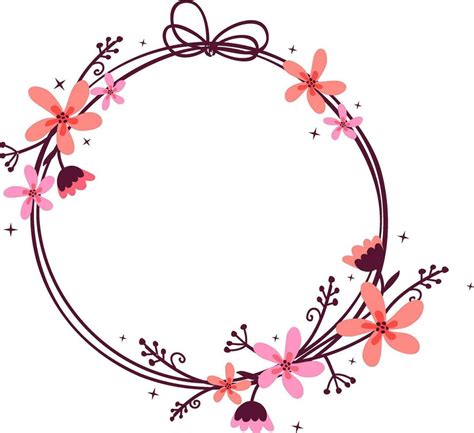 Rounded Frame Design Decorated With Flowers 25077962 Vector Art At