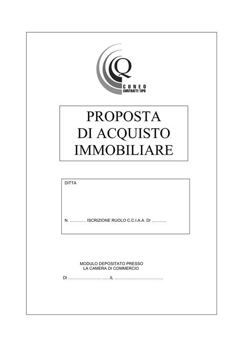 PROPOSTA DI ACQUISTO IMMOBILIARE Camera Di Commercio