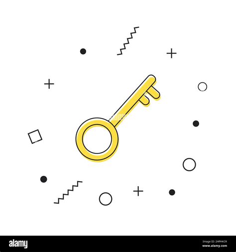 Key Icon Vector Yellow Key Icon With Geometric Shapes On White