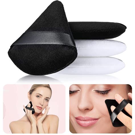 Triangle Powder Puff Set with Strap - Reusable Makeup Sponges in Black ...